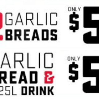 DEAL: Domino’s – 2 Garlic Breads for $5 & Garlic Bread + 1.25L Drink for $5 1