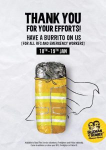 NEWS: Guzman Y Gomez - Free Burrito for RFS Volunteers and Emergency Workers and their Families (18-19 January 2020) 3