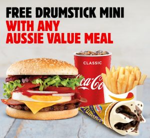 DEAL: Hungry Jack's App - Free Drumstick Mini with Any Aussie Value Meal 3