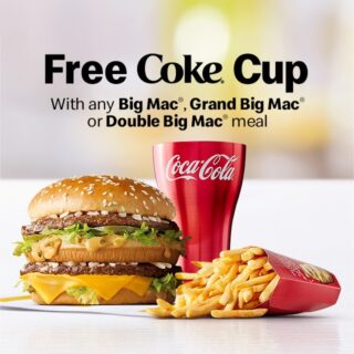 DEAL: McDonald's - Free Aluminium Coke Cup with Big Mac Meal (starts 8 January 2020) 8 DEAL: McDonald's - Free Aluminium Coke Cup with Big Mac Meal (starts 8 January 2020) 8