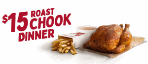 DEAL: Red Rooster - $15 Roast Chook Dinner (Whole Chicken, Large Chips, Large Gravy) 1