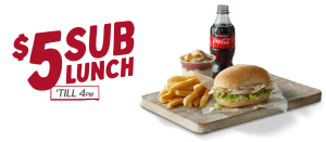 DEAL: Red Rooster - $5 Sub Lunch until 4pm (Sub, Small Chips, Mash & Gravy & 250ml Coke) 3