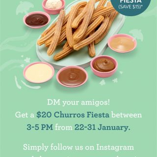 DEAL: San Churro - $20 Churros Fiesta (Normally $35) with Instagram Follow between 3-5pm (22-31 January 2020) 2