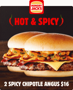 DEAL: Hungry Jack's App - 2 Grill Masters Spicy Chipotle Angus for $16 3
