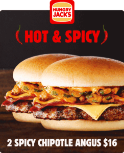DEAL: Hungry Jack's App - 2 Grill Masters Spicy Chipotle Angus for $16 1