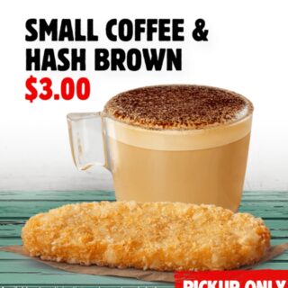DEAL: Hungry Jack's App - $3 Small Coffee & Hash Brown (until 17 February 2020) 1 DEAL: Hungry Jack's App - $3 Small Coffee & Hash Brown (until 17 February 2020) 1