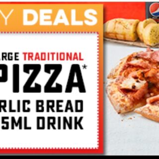 DEAL: Domino's - $8 Large Traditional Pizza, Garlic Bread, 375ml Can (25 February 2020) 6