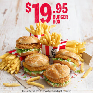 DEAL: KFC $19.95 Value Burger Box (4 Burgers & 4 Regular Chips) 4