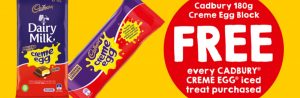 DEAL: 7-Eleven App – Free Cadbury 180g Creme Egg Block with Creme Egg Iced Treat Purchase 5