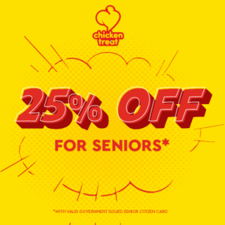 DEAL: Chicken Treat - 25% off for Seniors (until 30 April 2020) 1 DEAL: Chicken Treat - 25% off for Seniors (until 30 April 2020) 1