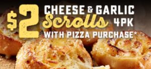 DEAL: Domino's Offers App - $2 Cheese & Garlic Scrolls with Pizza purchase until 5pm (4 March 2020) 13 DEAL: Domino's Offers App - $2 Cheese & Garlic Scrolls with Pizza purchase until 5pm (4 March 2020) 1