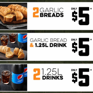 DEAL: Domino's - 2 Garlic Breads $5, 2 1.25L Drinks $5, Garlic Bread + 1.25L Drink $5 (until 4 May 2020) 6