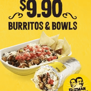 DEAL: Guzman Y Gomez - $9.90 Burritos and Bowls 10 DEAL: Guzman Y Gomez - $9.90 Burritos and Bowls 10