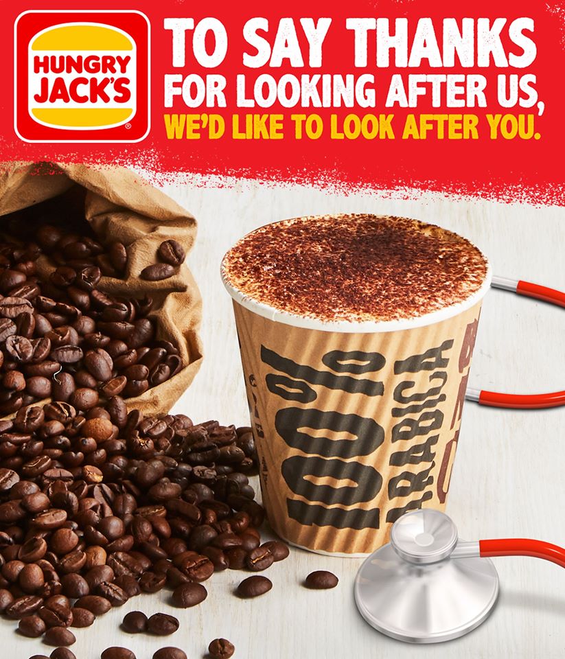 NEWS: Hungry Jack's - Free Medium Coffee, Soft Drink or Water for Healthcare Workers 23