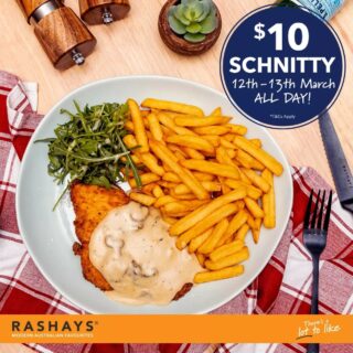 DEAL: Rashays $10 Chicken Schnitzel with Chips (until 13 March 2020) 10