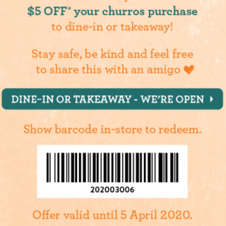 DEAL: San Churro - $5 off Selected Churro Items (until 5 April 2020) 1