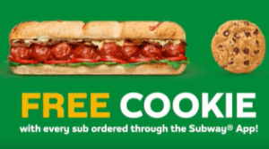 DEAL: Subway - Free Cookie with Every Sub Ordered through Subway App or Deliveroo 5
