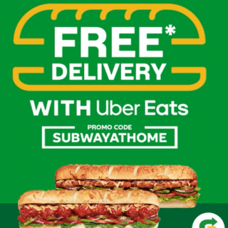 DEAL: Subway - Free Delivery with Uber Eats 9 DEAL: Subway - Free Delivery with Uber Eats 9