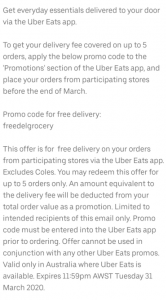 DEAL: Uber Eats - 5 Free Grocery Deliveries (until 31 March 2020) 9