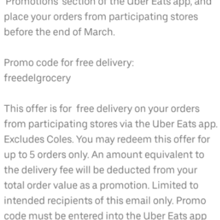 DEAL: Uber Eats - 5 Free Grocery Deliveries (until 31 March 2020) 7
