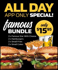 DEAL: Carl's Jr App - $15.95 Famous Bundle, $2.95 Shake (2-5pm), $3 for 3 Chicken Tenders (2-5pm) 10