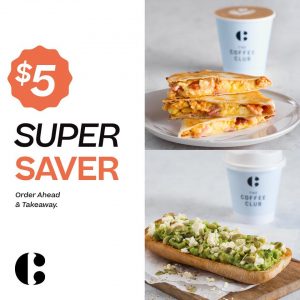 DEAL: The Coffee Club - $5 Bacon & Egg Flat Grill or Mini Smashed Avo (until 21 April 2020) 5