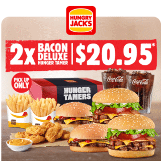 DEAL: Hungry Jack's App - 2 Bacon Deluxe Hunger Tamers for $21 6