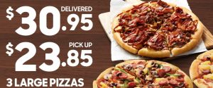 DEAL: Pizza Hut - 3 Large Pizzas $23.85 Pickup/$30.95 Delivered, 1 Large Pizza + 2 Sides $14 Pickup & More 3