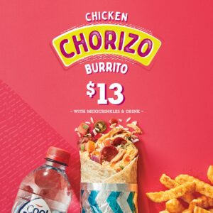 DEAL: Salsa's - Chicken Chorizo Burrito, Regular Mexicrinkles & Regular Drink for $13 2