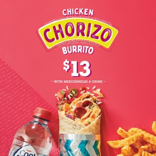 DEAL: Salsa's - Chicken Chorizo Burrito, Regular Mexicrinkles & Regular Drink for $13 5