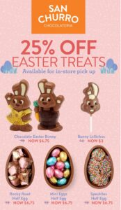 DEAL: San Churro - 25% off Selected Easter Treats 2 DEAL: San Churro - 25% off Selected Easter Treats 2