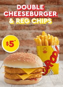 DEAL: Chicken Treat - $5 Double Cheeseburger + Regular Chips 10