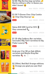 DEAL: 7-Eleven App Deals valid until 29 May 2020 ($2 Doritos/Red Bull, $1.50 Cookie, $1 Cadbury Bar & more) 5