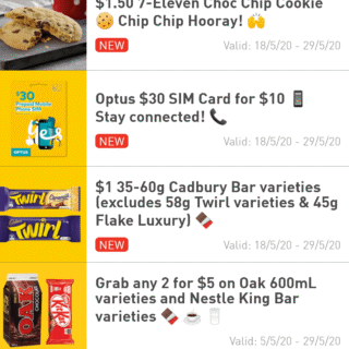 DEAL: 7-Eleven App Deals valid until 29 May 2020 ($2 Doritos/Red Bull, $1.50 Cookie, $1 Cadbury Bar & more) 9