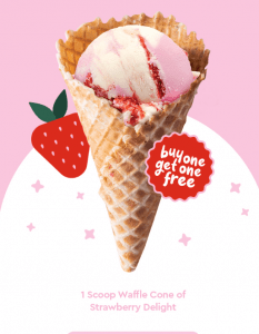 DEAL: Baskin Robbins - Buy One Get One Free Strawberry Delight Waffle Cone for Club 31 members 7