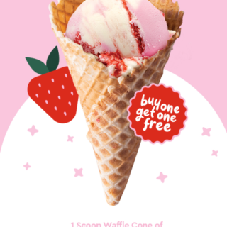 DEAL: Baskin Robbins - Buy One Get One Free Strawberry Delight Waffle Cone for Club 31 members 8