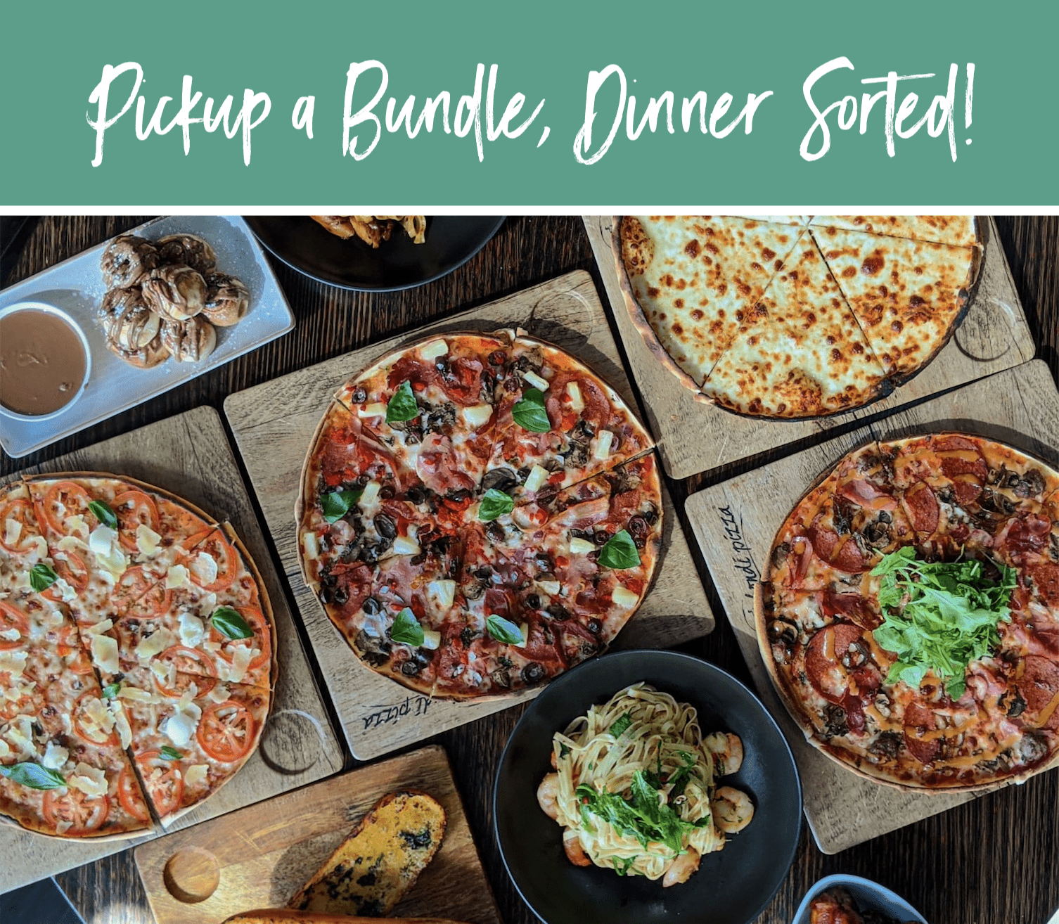 DEAL: Bondi Pizza - Large Classic Pizza, Garlic Bread, Soft Drink Can for $19.95 + More Pickup Bundles 7