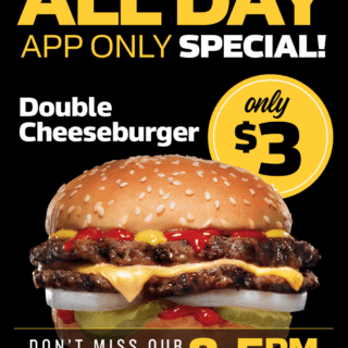 DEAL: Carl's Jr App - $3 Double Cheeseburger, $1 Small Fries (2-5pm), $2 Sundae (2-5pm) 8