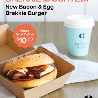DEAL: The Coffee Club - $10.90 Bacon & Egg Brekkie Burger + Small Coffee Combo 6
