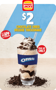 DEAL: Hungry Jack's App - $2 Chocolate Oreo Deluxe Thickshake (until 11 May 2020) 3