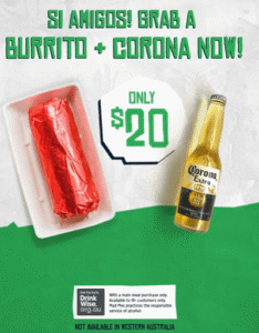 DEAL: Mad Mex - $20 Burrito & Corona + Free Delivery with No Minimum Spend via Menulog 4