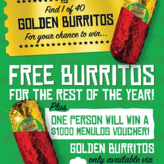 NEWS: Mad Mex - Find 1 of 40 Golden Burritos & Win Free Burritos for the Rest of 2020 / $1,000 Menulog Credit 5