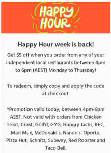 DEAL: Menulog - $5 off Independent Restaurants (4-6pm AEST 6 May 2020) 8