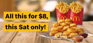 DEAL: McDonald's - $8 Mates Share Pack with 18 Nuggets + 2 Large Fries on mymacca's app (30 May 2020) 1
