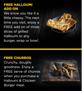 DEAL: Oporto Flame Rewards - Free 6 Churros with Halloumi & Chicken Burger Meal Purchase / Free Halloumi Add On 1