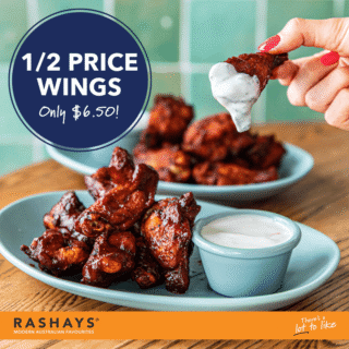DEAL: Rashays - Half Price Wings ($6.50) on Wednesdays 5