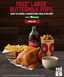 DEAL: Red Rooster - Free Large Buttermilk Pops with Family/Shared Meal via Menulog 8