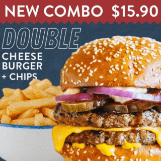 DEAL: Ribs & Burgers - $15.90 Double Cheeseburger and Chips 8