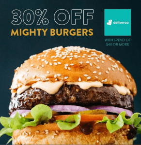 DEAL: Ribs & Burgers - 30% off Mighty Burgers with $40 Spend via Deliveroo 7