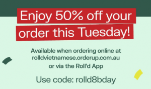DEAL: Roll'd - 50% off (Minimum Order $16) via Website or App (19 May 2020) 6